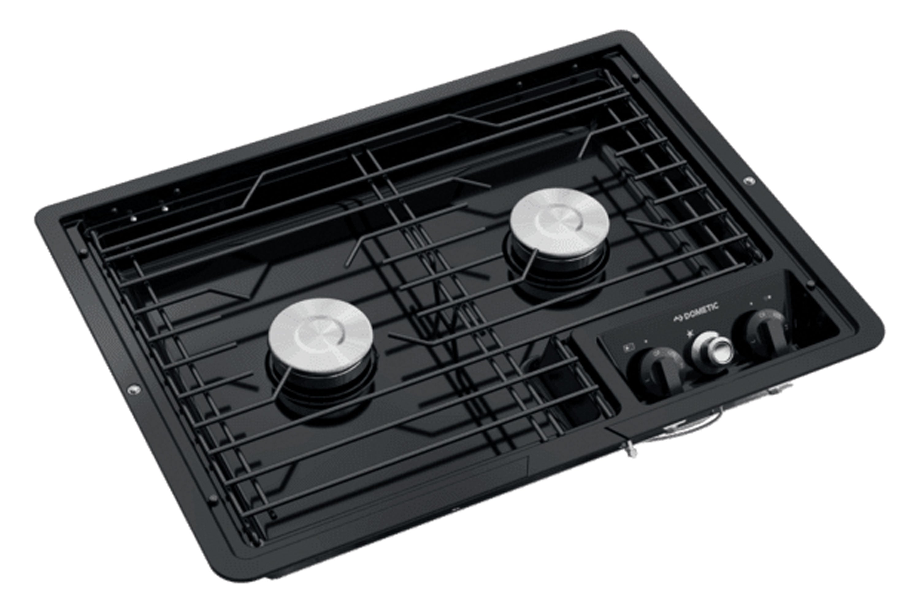 Dometic 9108717574 (50211) Drop-In Two-Burner 12V Cooktop with Wire Grate - Black, Electric