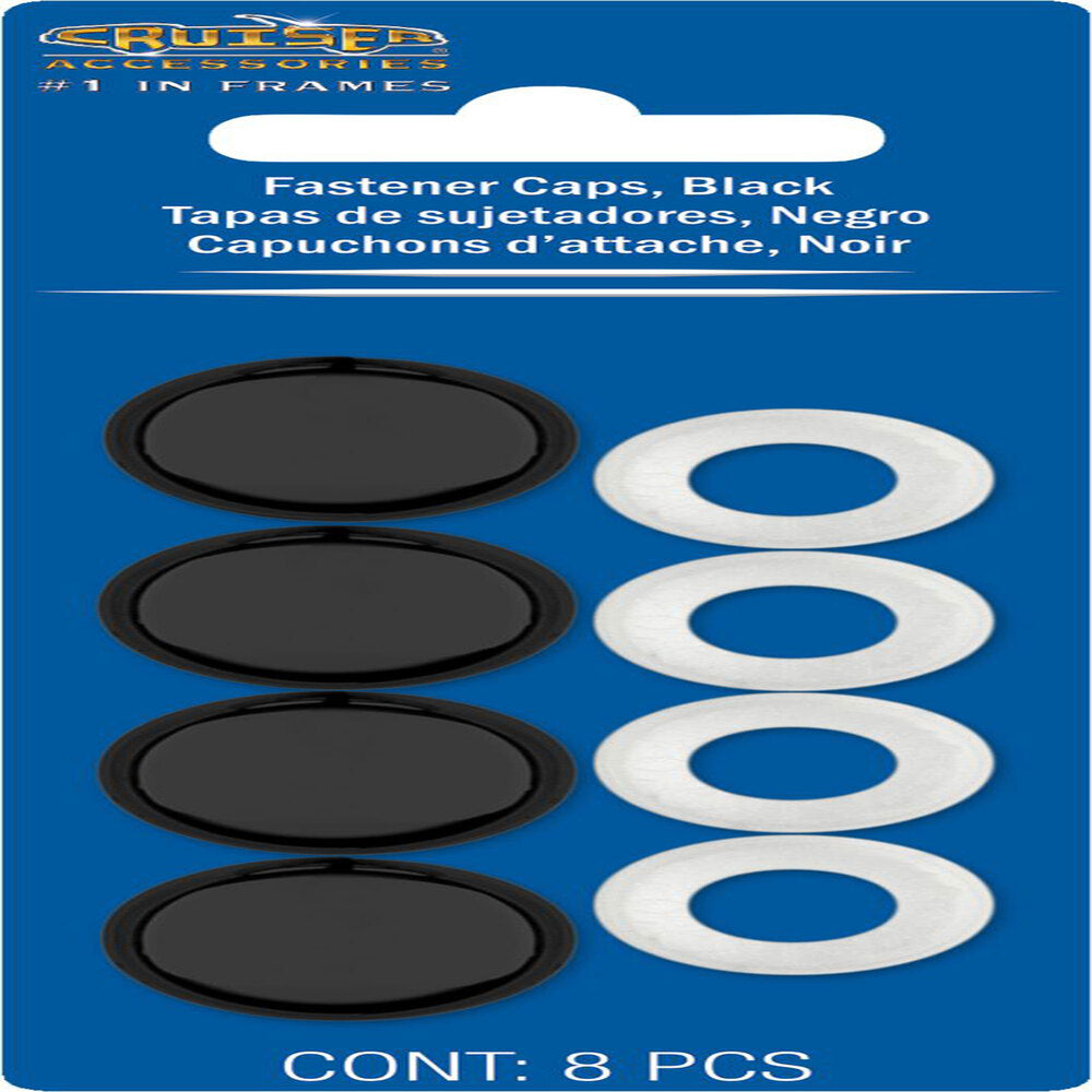 Cruiser Accessories 82650 License Plate Fastener Caps - Black, Pack of 4