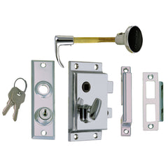 Perko 0919DP0CHR Reverse-Bevel  Rim Lock Set with Flush Strike