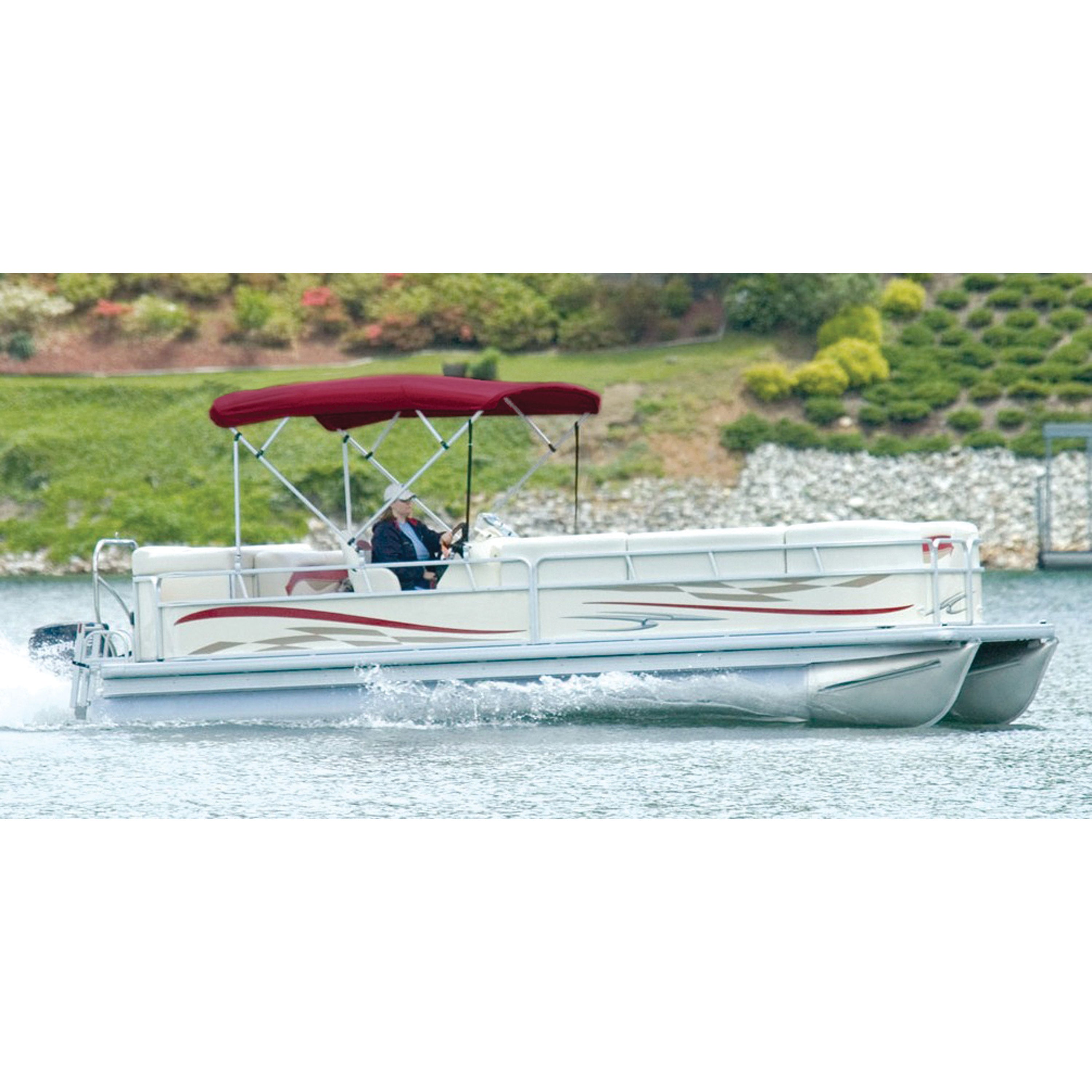 Carver 510AL08 Sunbrella Pontoon Bimini Top with Running Light Cut-Out - Burgundy, Fits Frame 50510