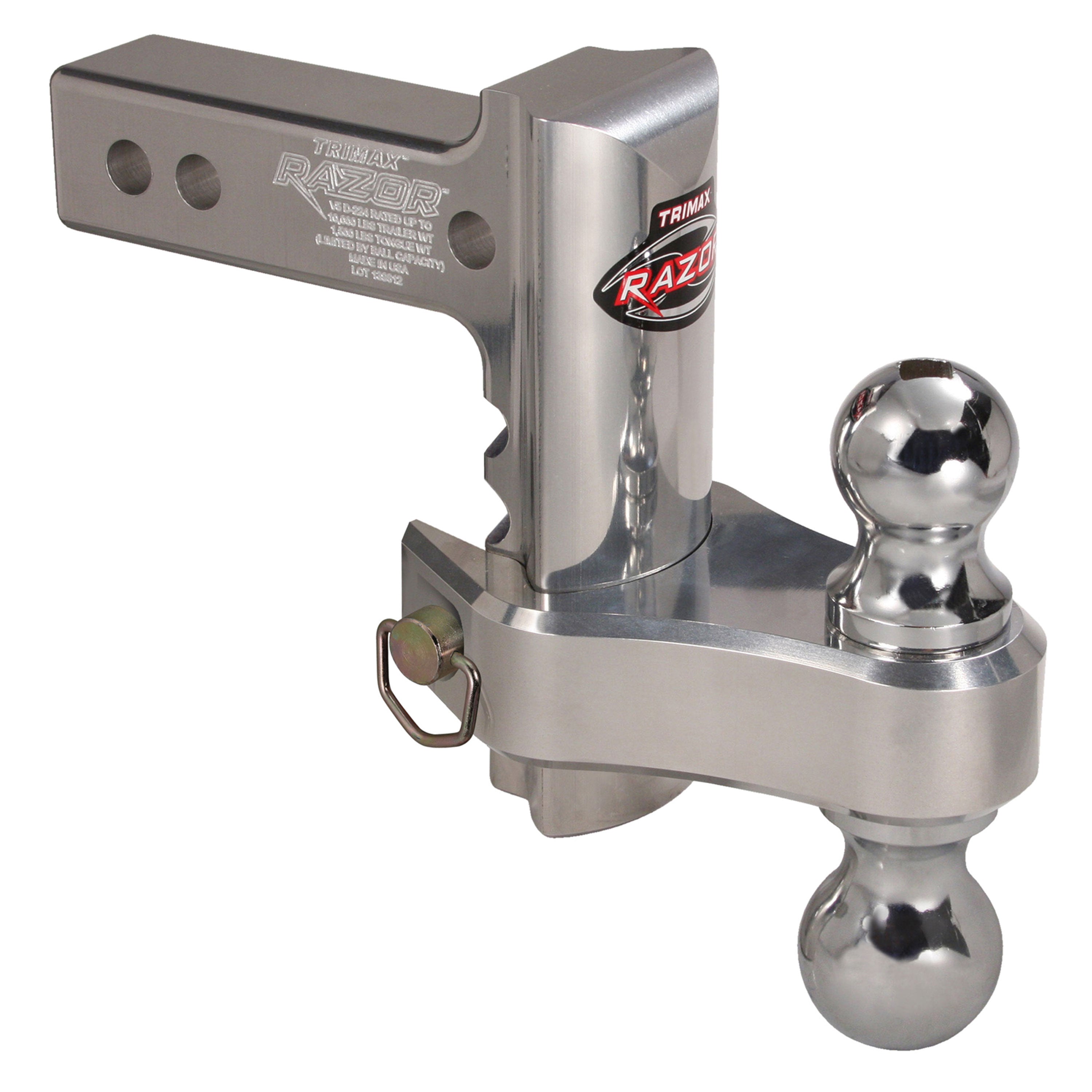 Trimax TRZ6AL-RP Razor Aluminum Adjustable Drop Hitch, Pin & Clip - 6" TRZ6ALRP