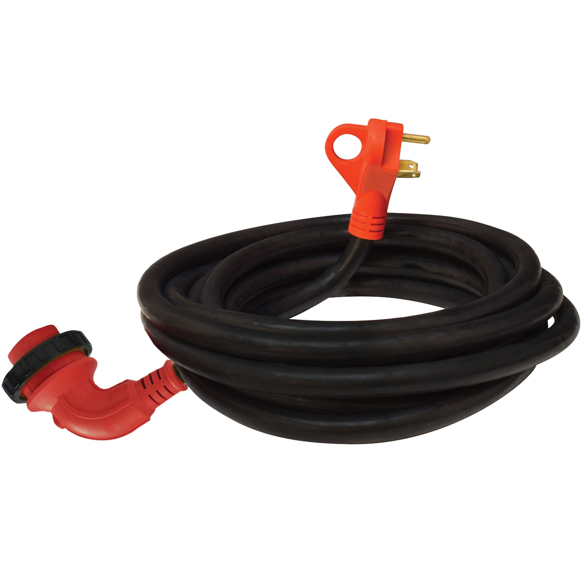 Valterra A10-3025ED90 Mighty Cord 90Â° LED Detachable 30 Amp Power Cord w/Handle - 25', Red