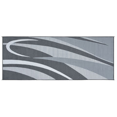 Ming's Mark GC1 Stylish Camping Reversible Graphic Patio Mat - 8' x 20', Black/Silver