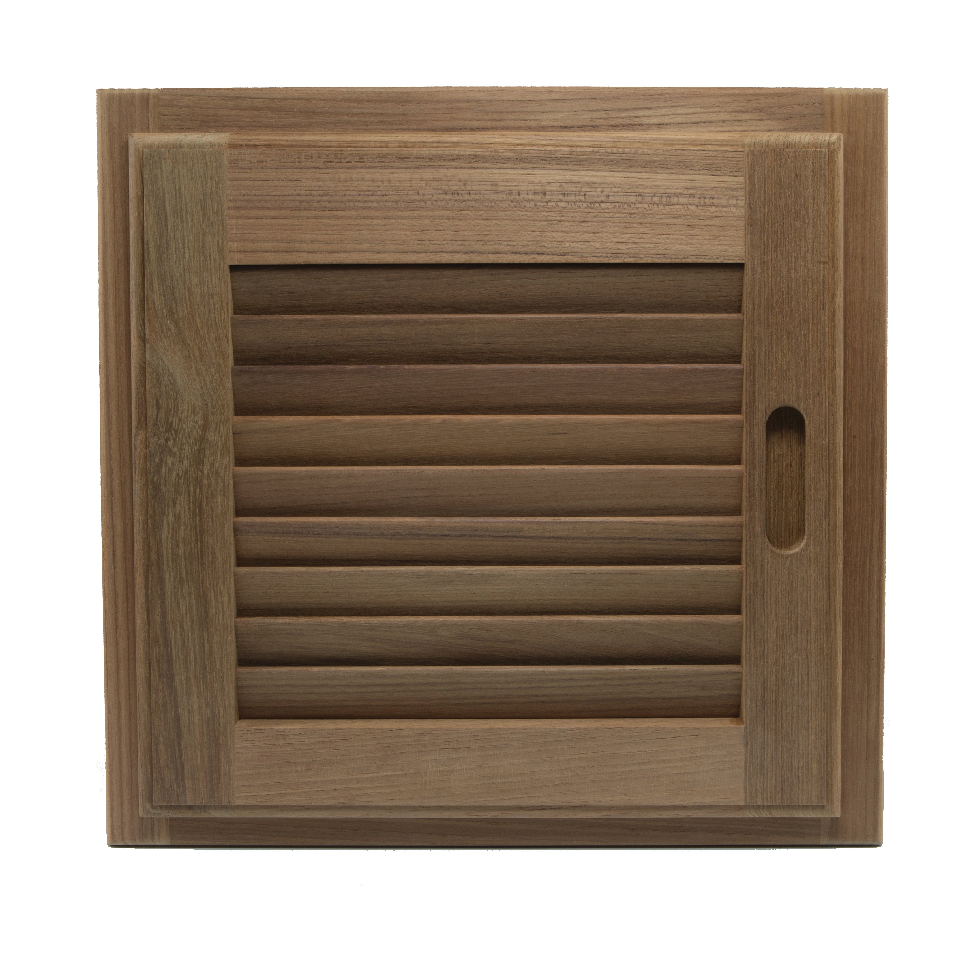 Whitecap 60722 Teak Louvered Door and Frame - 15" x 15", Right Hand Opening