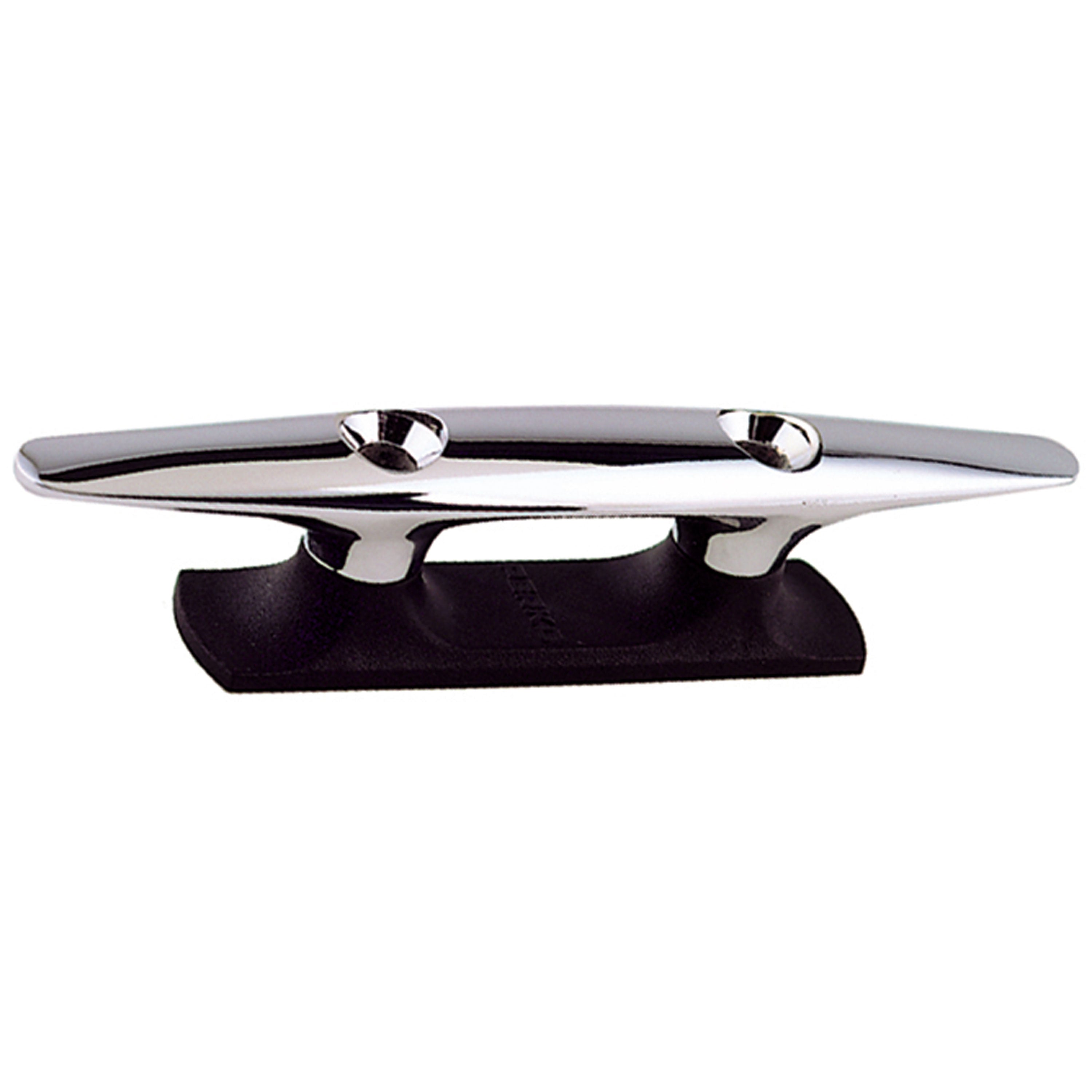 Perko 1326DP2CHR Chrome-Plated Open Base Cleat with Black Polymer Base - 6-1/4" Length with 3-5/8" x 7/8" Base