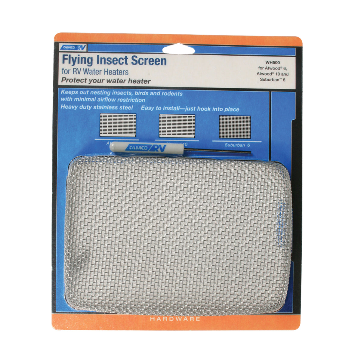 Camco 42145 Insect Screen For Rv Water Heater - Wh500: Atwood 6 & 10 Gallon, Suburban 6 Gallon