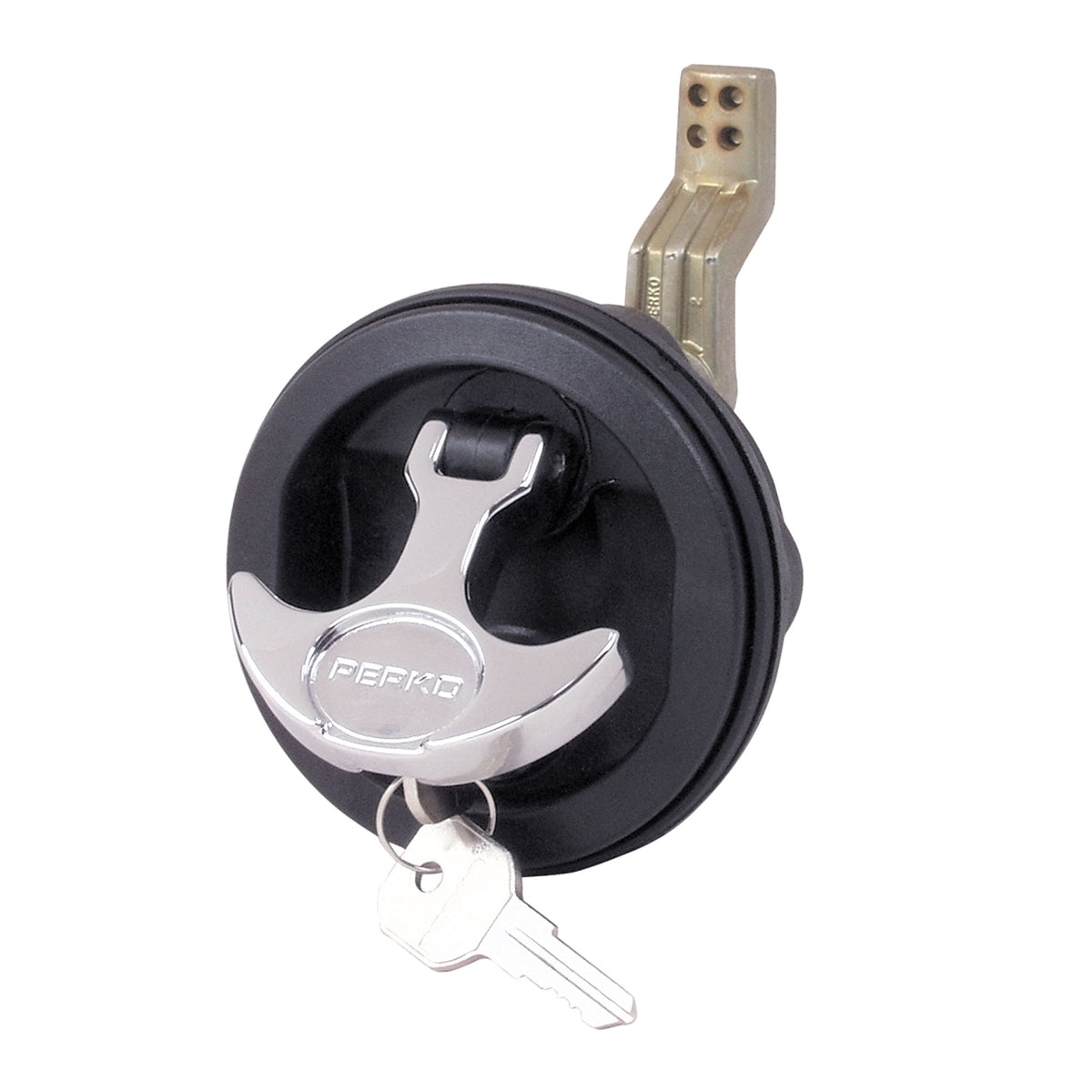Perko 1091DP1BLK Surface-Mount Locking Latch for 1/8" to 3/4" Thick Smooth/Carpeted Surface, Fits 2-1/2" Hole - 3/4" to 2-3/8" Cam Bar, Black
