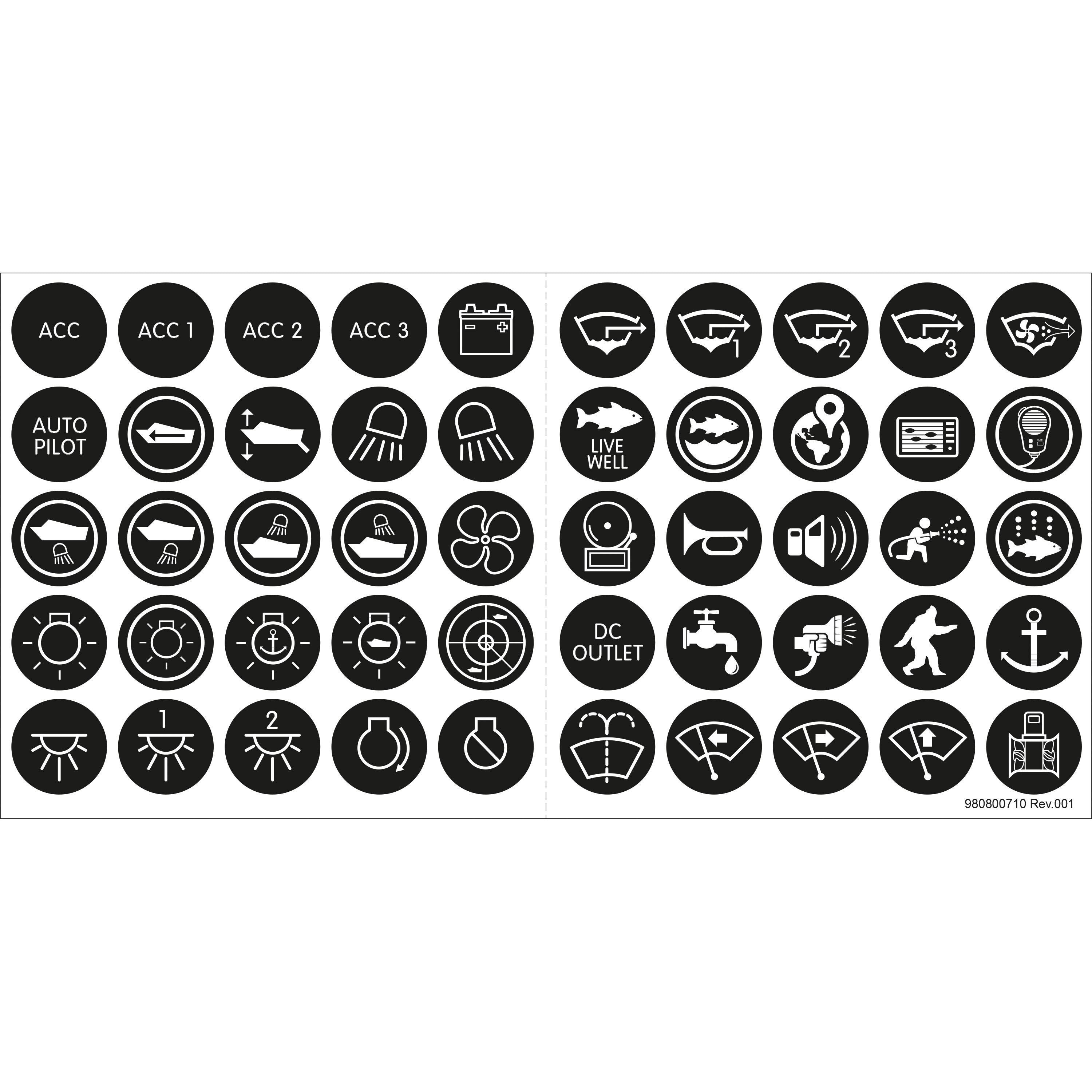 Blue Sea Systems 4230-BSS Push Button Switch Label Kit