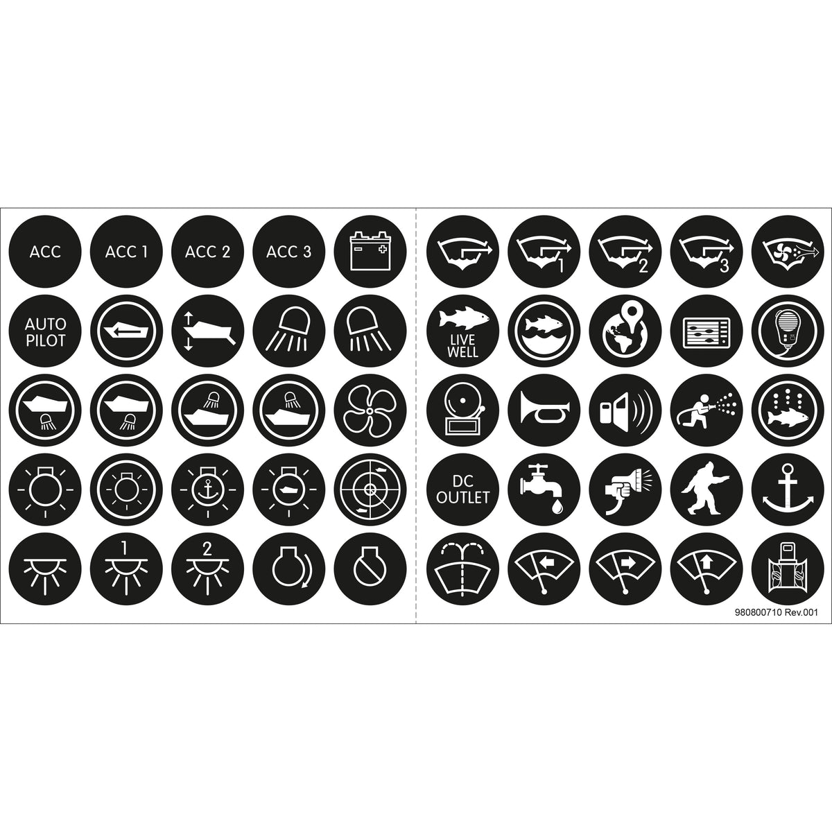 Blue Sea Systems 4230-BSS Push Button Switch Label Kit