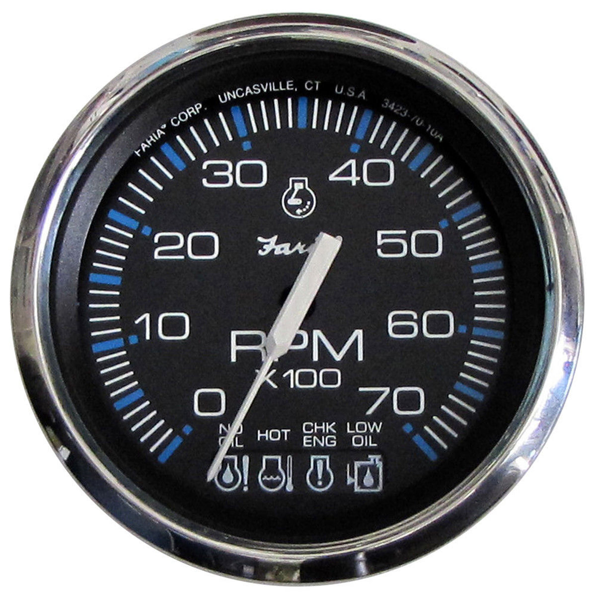 Faria 33750 Chesapeake Tachometer 7000 RPM Gauge - Black SS, 4"