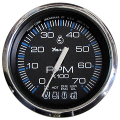Faria 33750 Chesapeake Tachometer 7000 RPM Gauge - Black SS, 4"