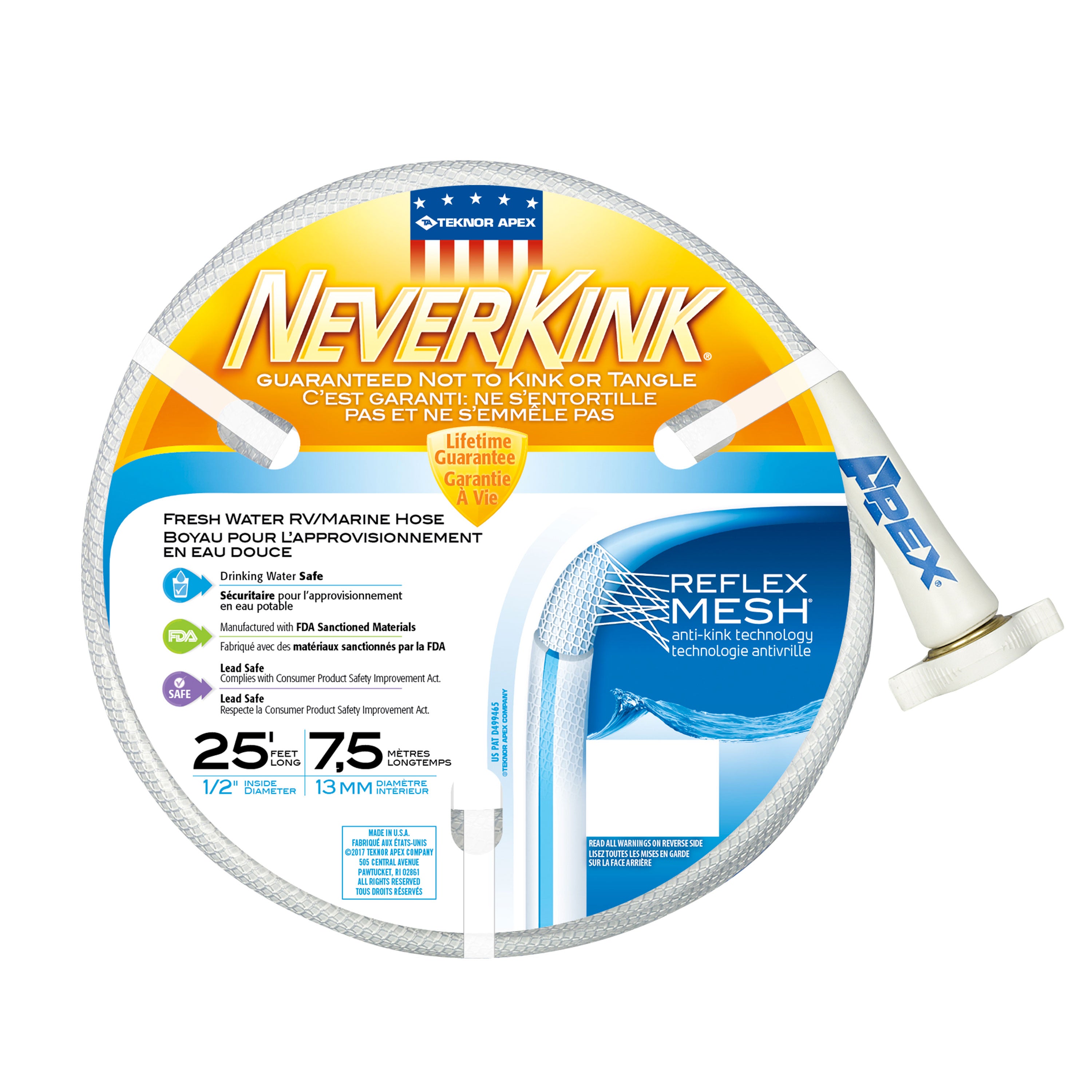 Teknor Apex 7602-25 NeverKink RV/Marine Hose - 1/2" x 25', White