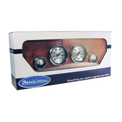 Faria KTF0182 Spun Silver Outboard 4-Gauge Boxed Set - Speedometer/Tachometer/Fuel Level/Voltmeter