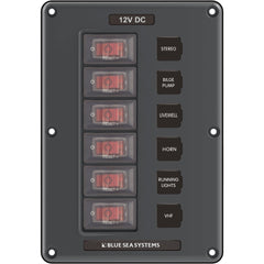 Blue Sea Systems 4322-BSS Panel Switch H2O CB 6POS GRAY