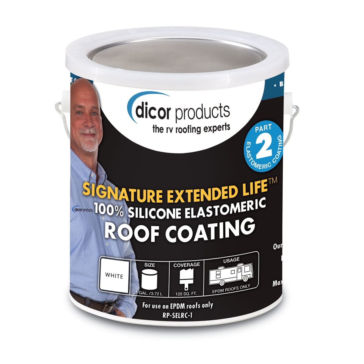 Dicor RP-SELRCT-1 EPDM Rubber Roof Signature Extended Life Silicone Coating Part 2 - 1 Gallon, Tan