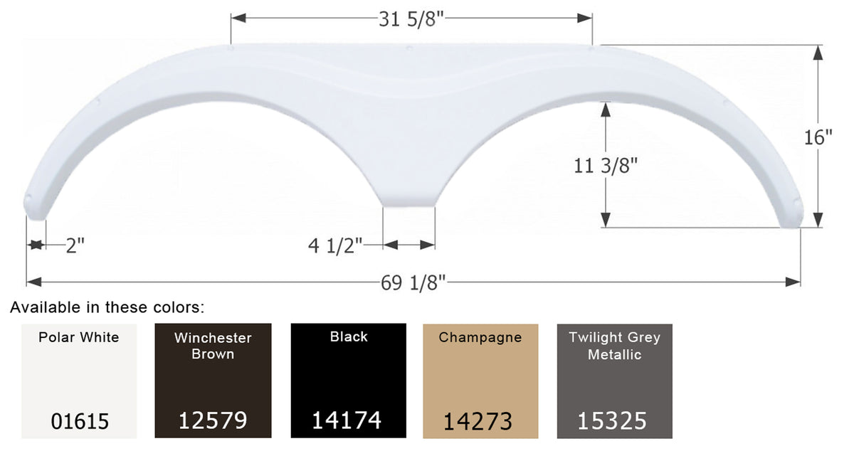Icon 12579 Tandem Axle Fender Skirt for Heartland 5th Wheel Travel Trailer - Winchester Brown