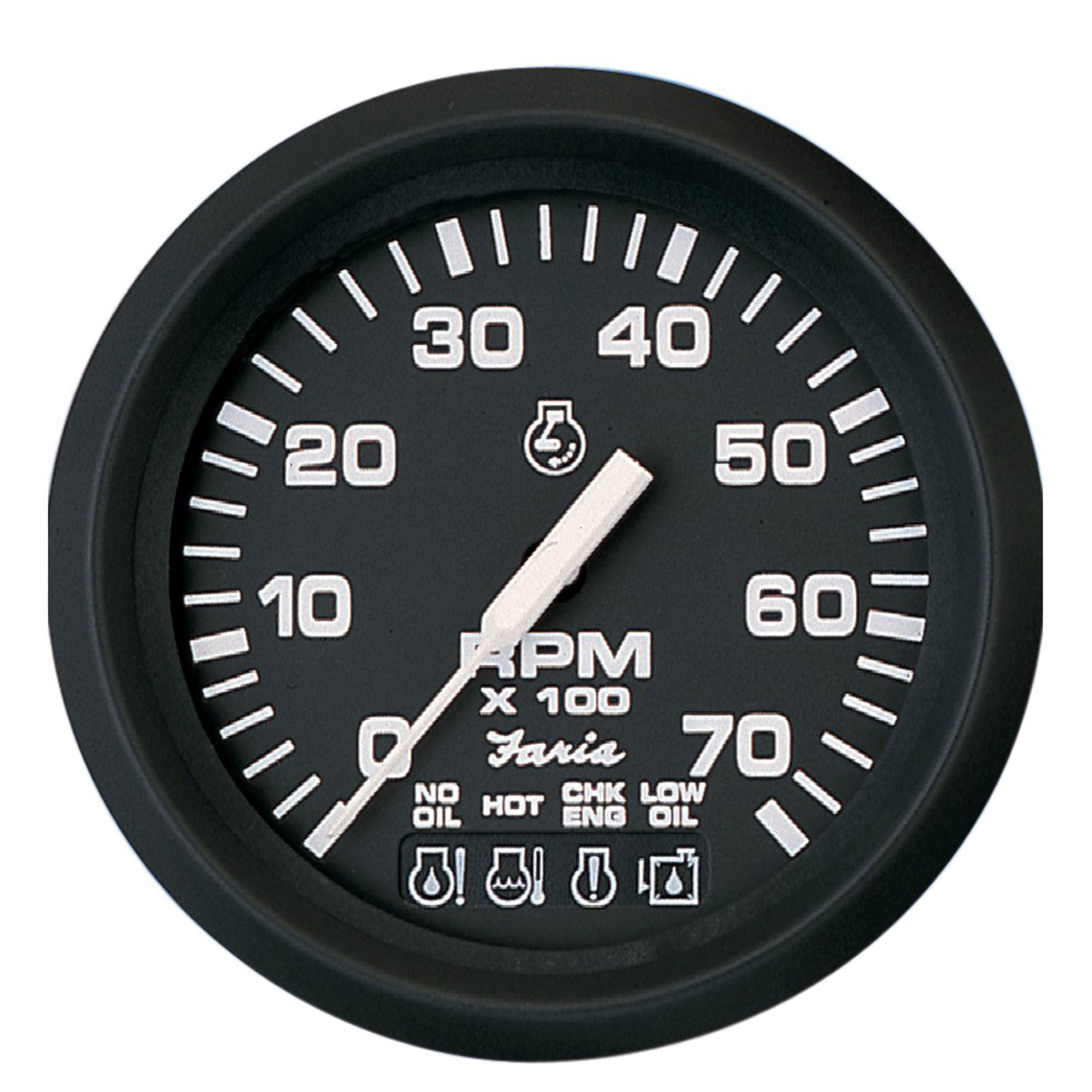 Faria 32850 Euro Tachometer with System Check Indicator (7000 RPM) Gas - 4", Black