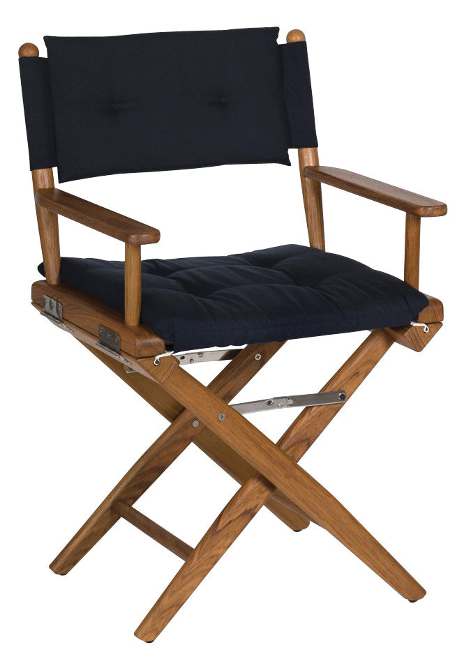 Whitecap 61042 Teak Director's Chair with Navy Cushion - 18"