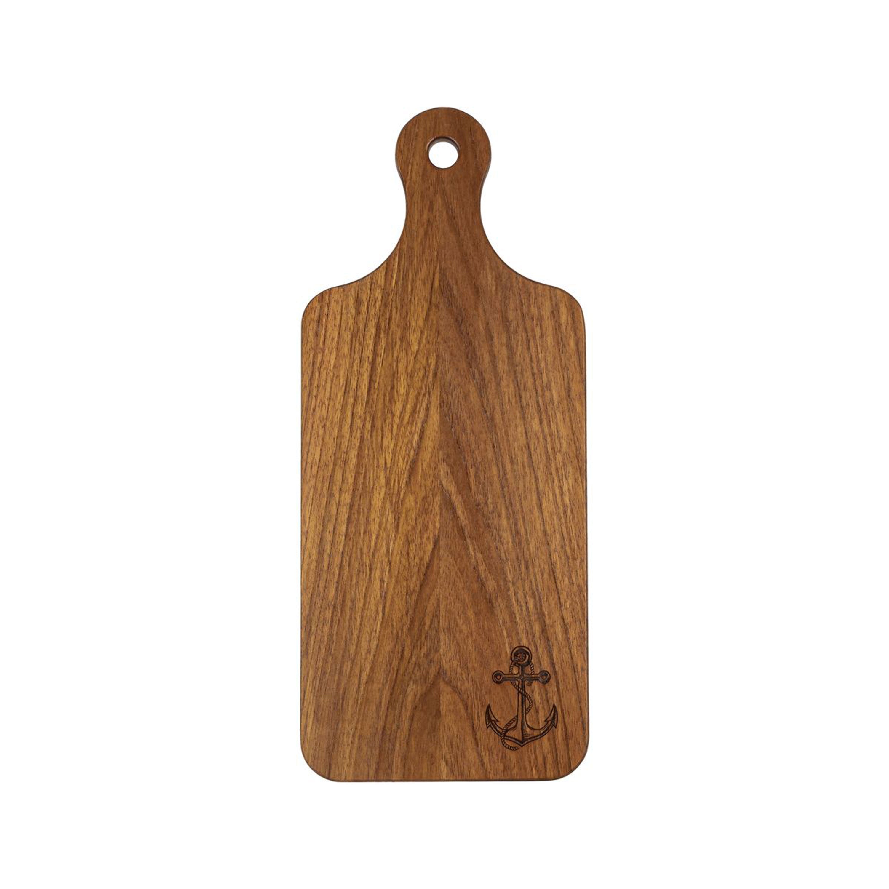 Whitecap 60763ANCC Chef's Collection Teak Small Charcuterie Board with Anchor
