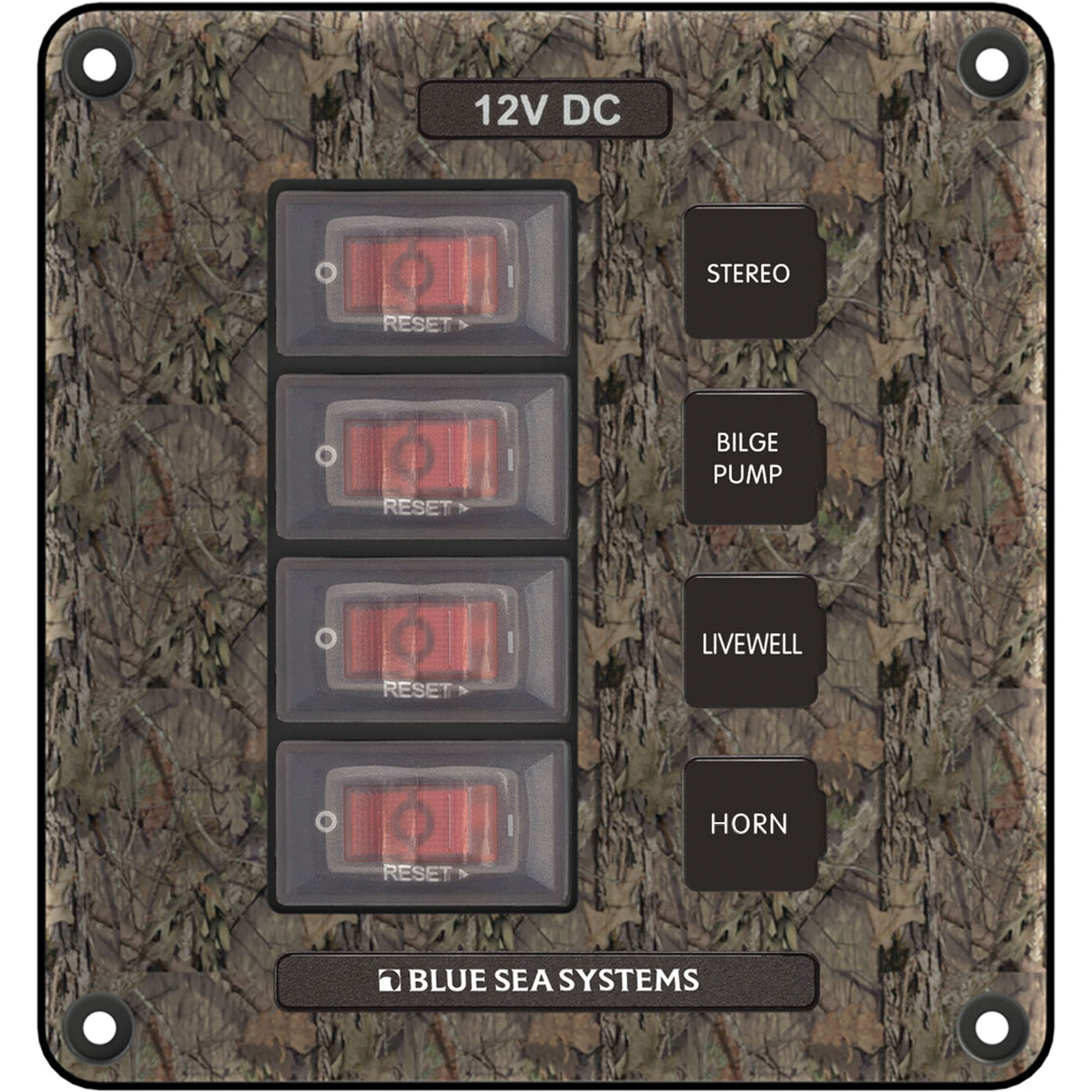 Blue Sea Systems 4323-BSS Panel Switch H2O CB 4POS CAMO