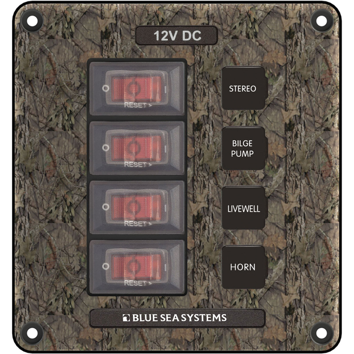Blue Sea Systems 4323-BSS Panel Switch H2O CB 4POS CAMO