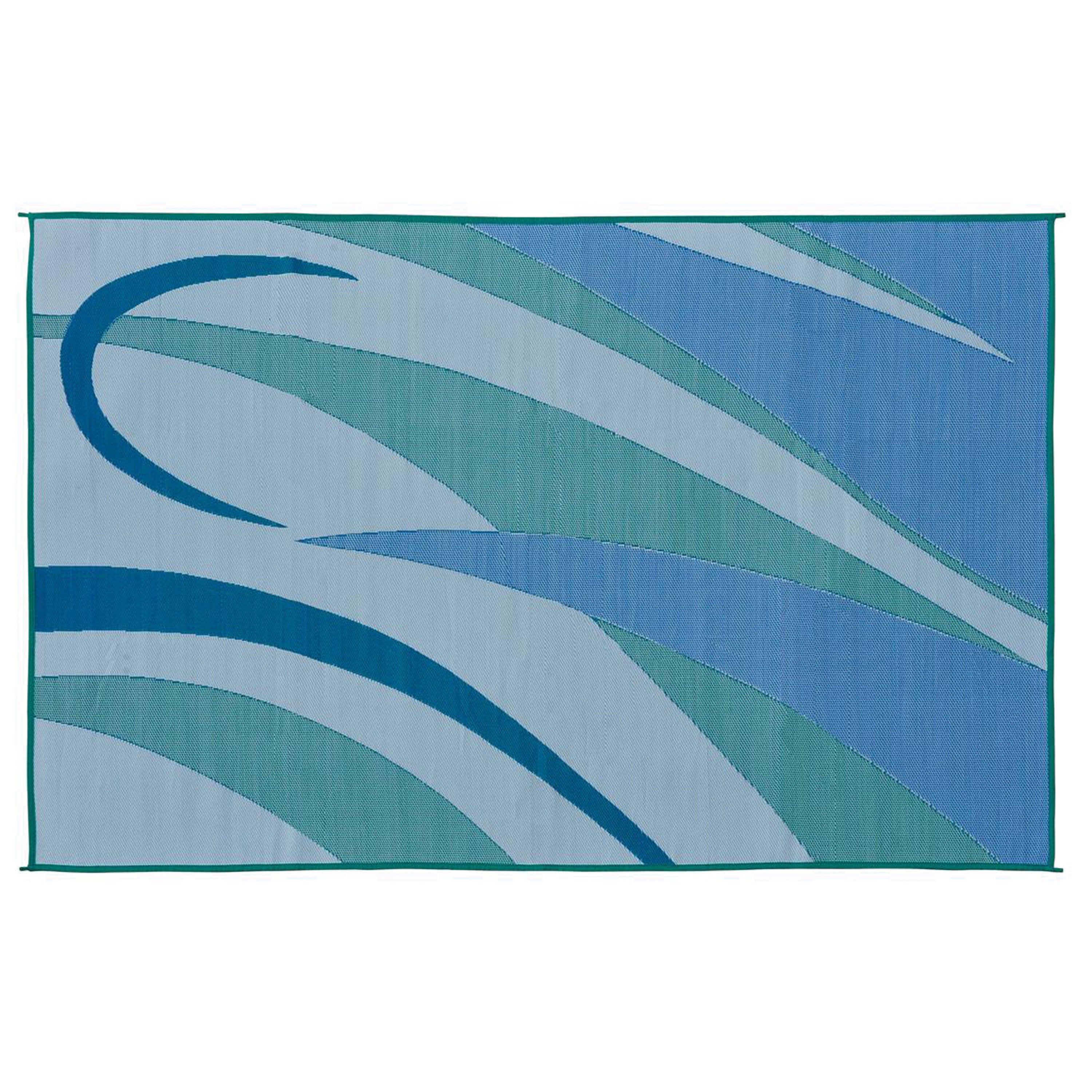 Ming's Mark GA3 Stylish Camping Reversible Graphic Patio Mat - 8' x 12', Blue/Green