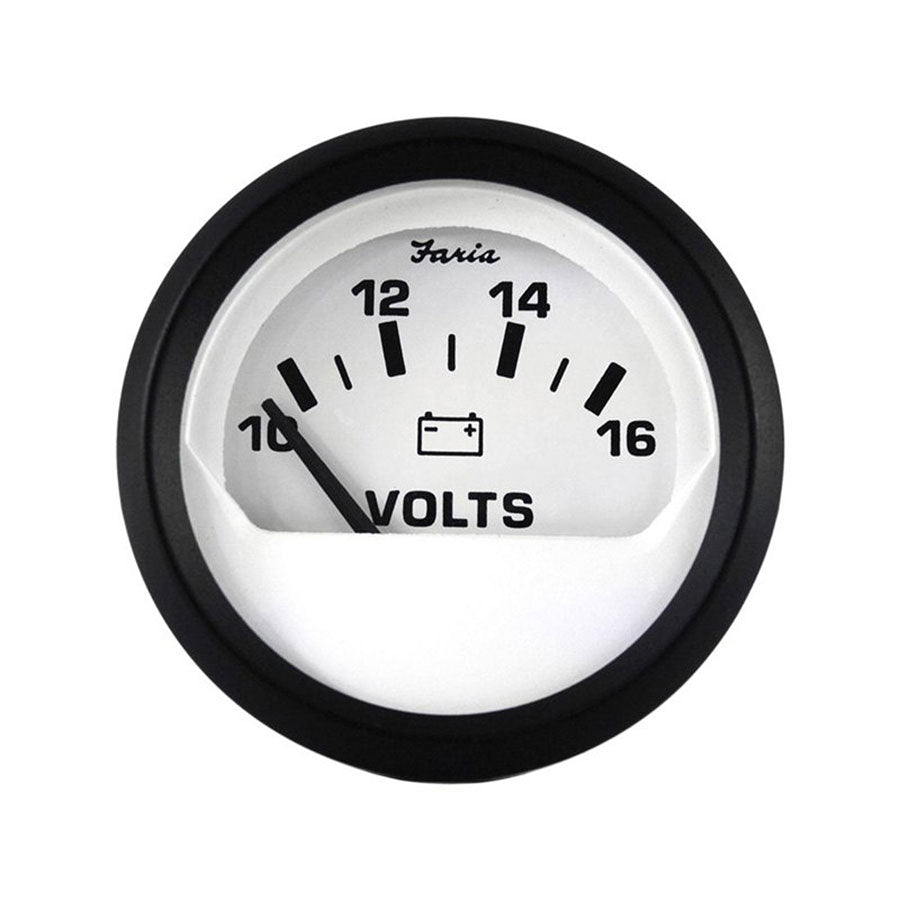 Faria 12911 Euro Voltmeter (10-16 VDC) - 2", White
