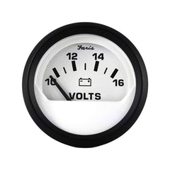 Faria 12911 Euro Voltmeter (10-16 VDC) - 2", White