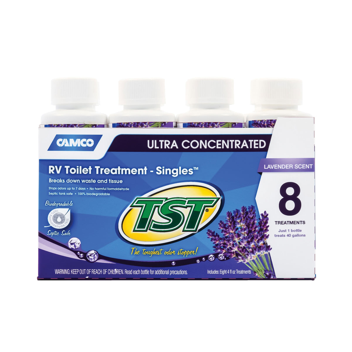 Camco 41551 Tst Lavender Holding Tank Treatment - 4Oz. Liquid, 8 Pack