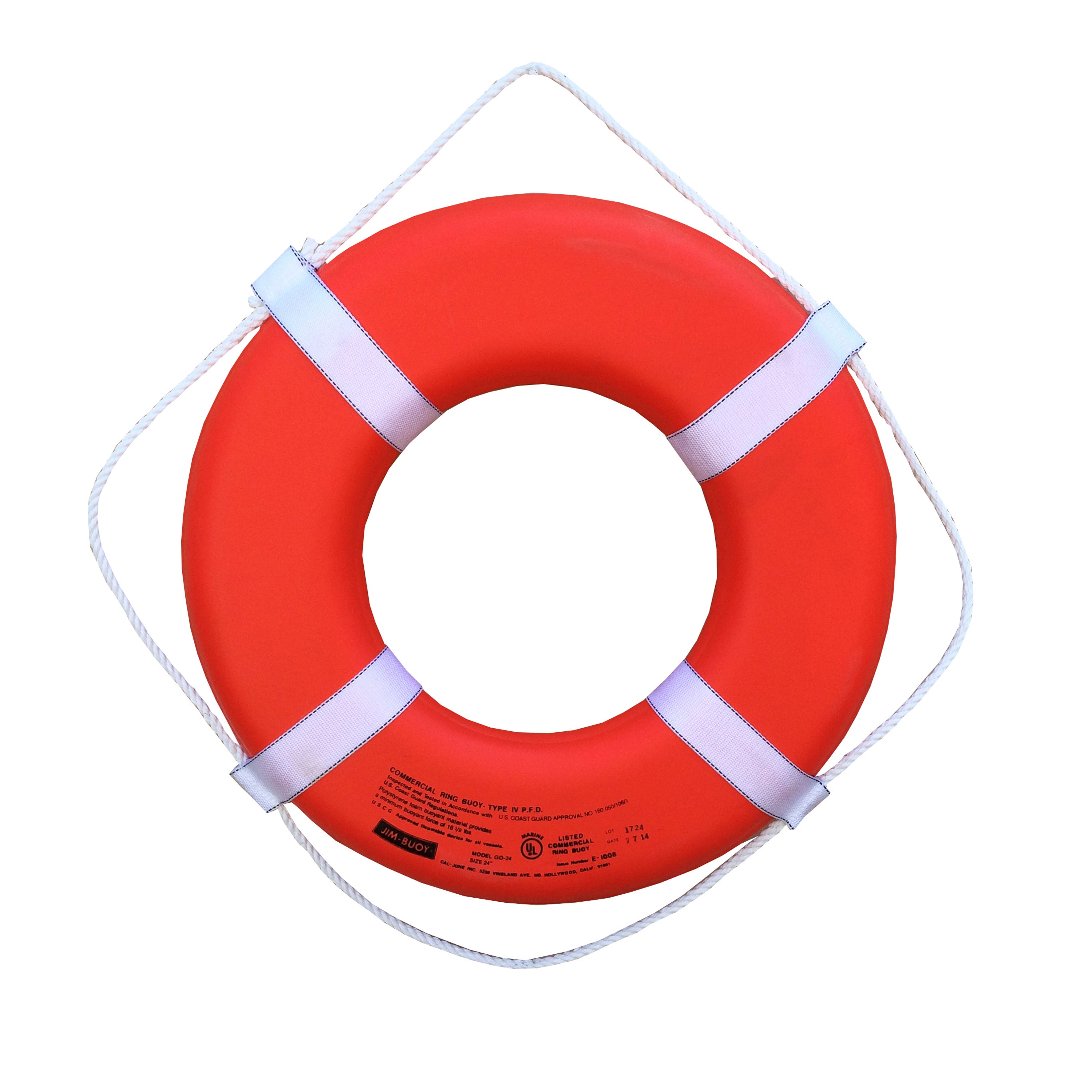Jim-Buoy GO-20 G-Series Life Ring with Web Straps - 20", Orange