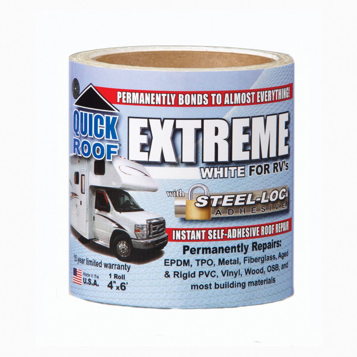 Cofair Products UBE475 Quick Roof Extreme With Steel-Loc Adhesive - 4" x 75', White