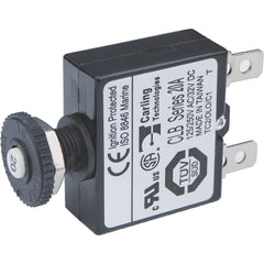 Blue Sea Systems 7057-BSS Push Button Reset Only Quick Connect Circuit Breaker - 20 Amp