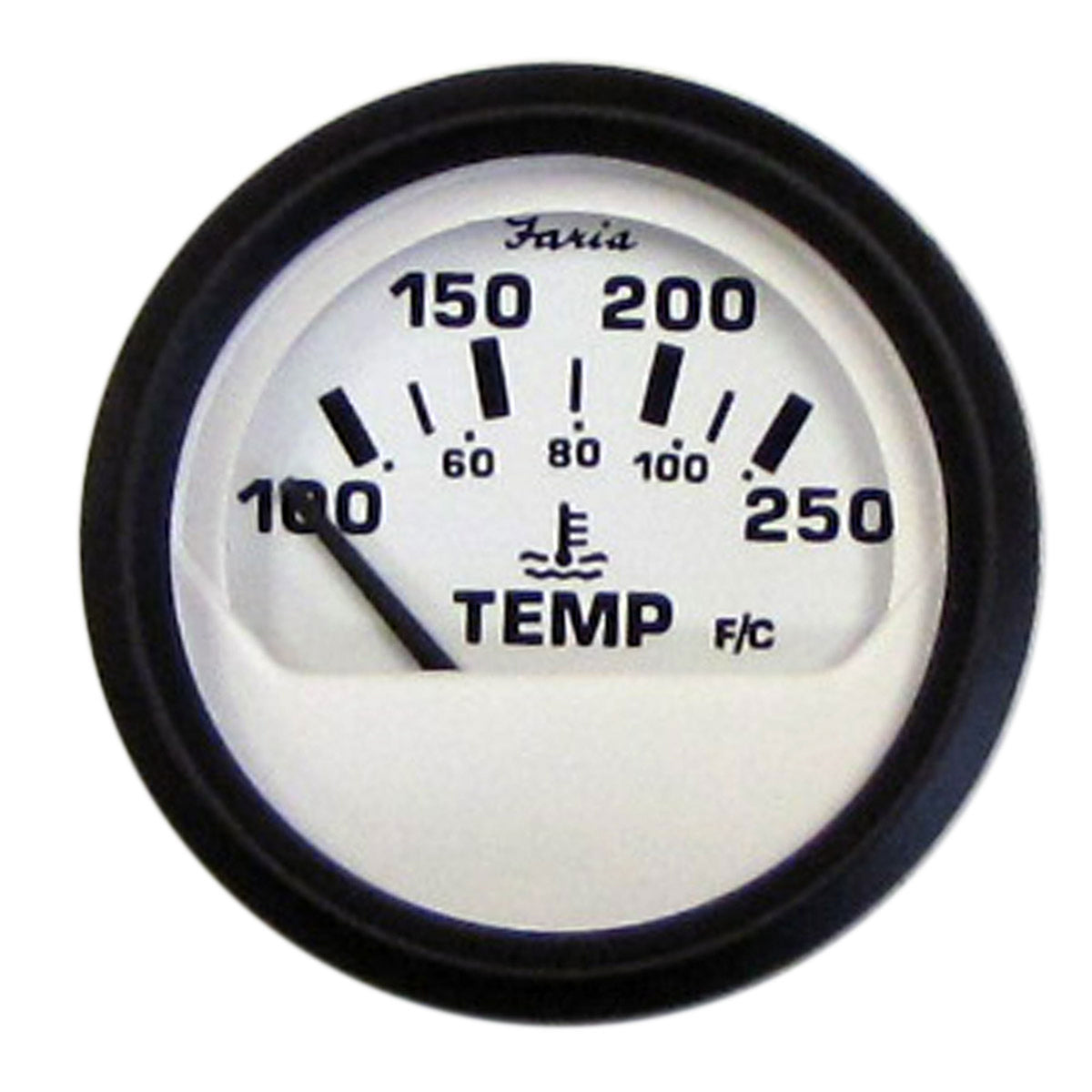 Faria 12904 Euro Water Temperature Gauge (100-250Â°F) - 2", White