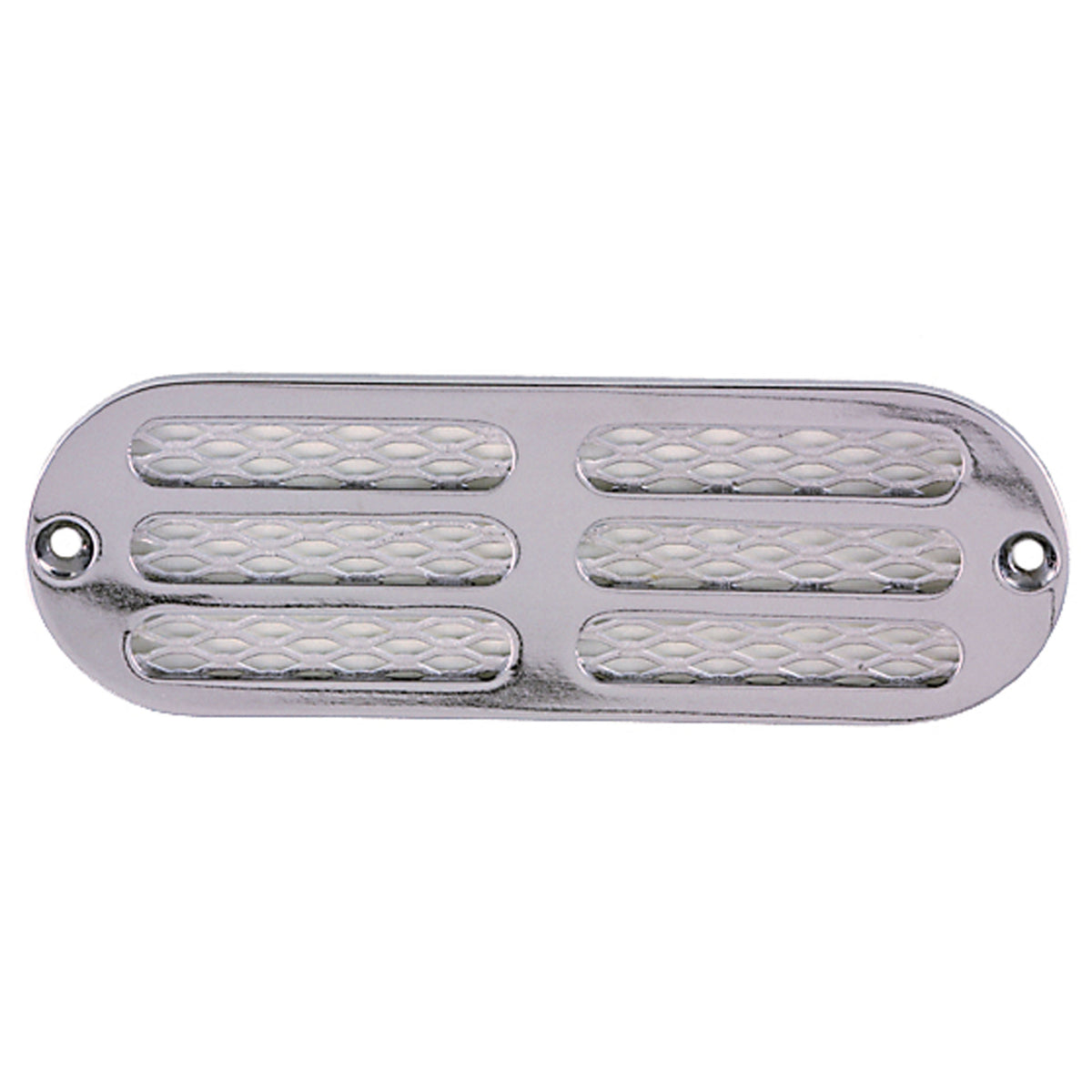 Perko 1271DP0CHR Chrome-Plated Transom/Locker Ventilator with Aluminum Grill Screen - 6" x 2"