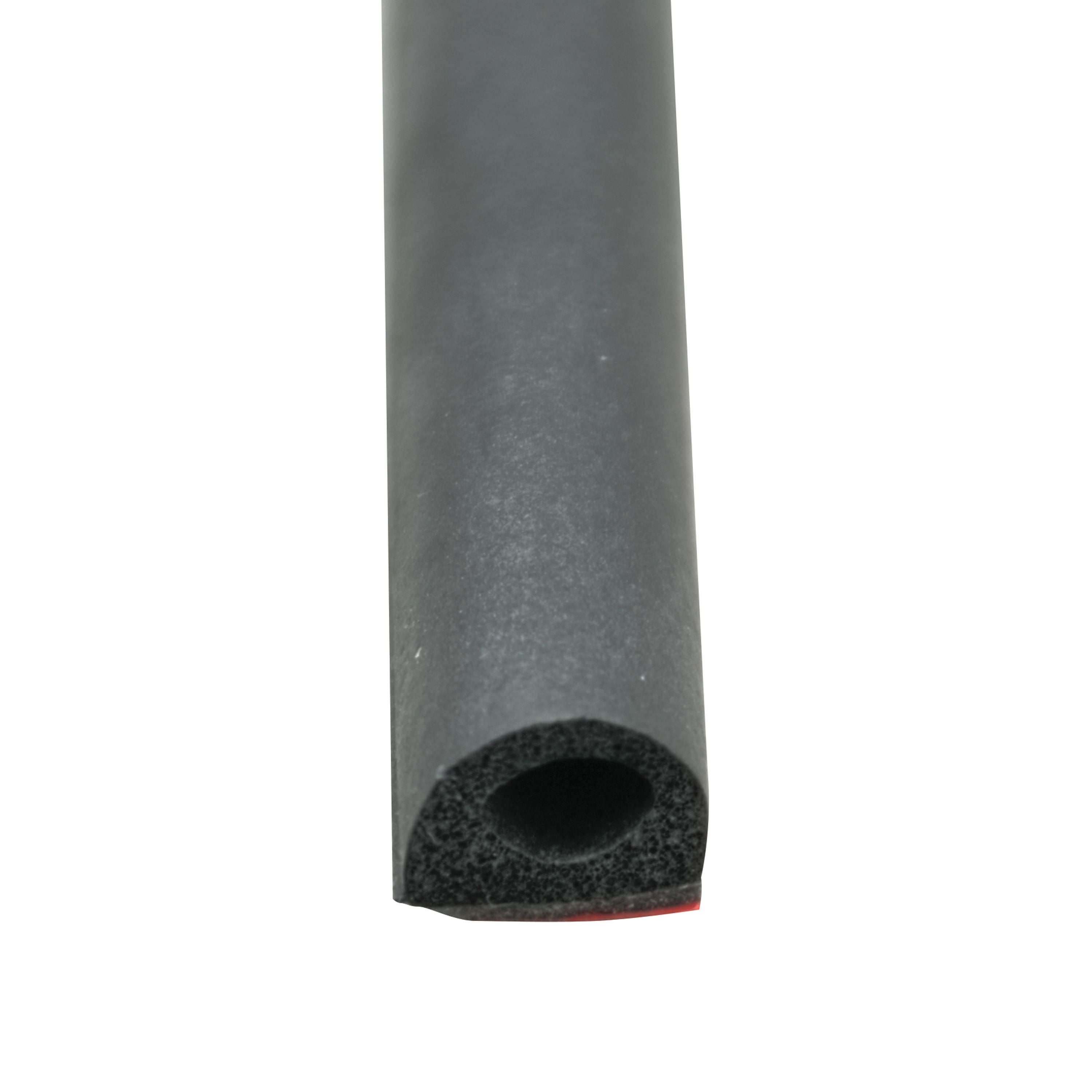 AP Products 018-318 Non-Ribbed D-Seal with PSA (White Tape) - Black, 3/4" x 1/2" x 50'