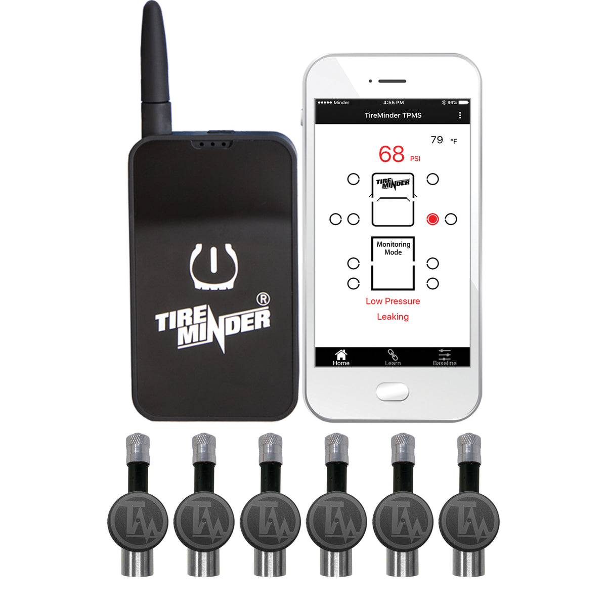 Minder Research TM22160 TireMinder Smart TPMS with 6 Flow Through Transmitters