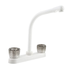 Dura Faucet 4" Kitchen/Bar/Galley Faucet - White, Smoke Knobs