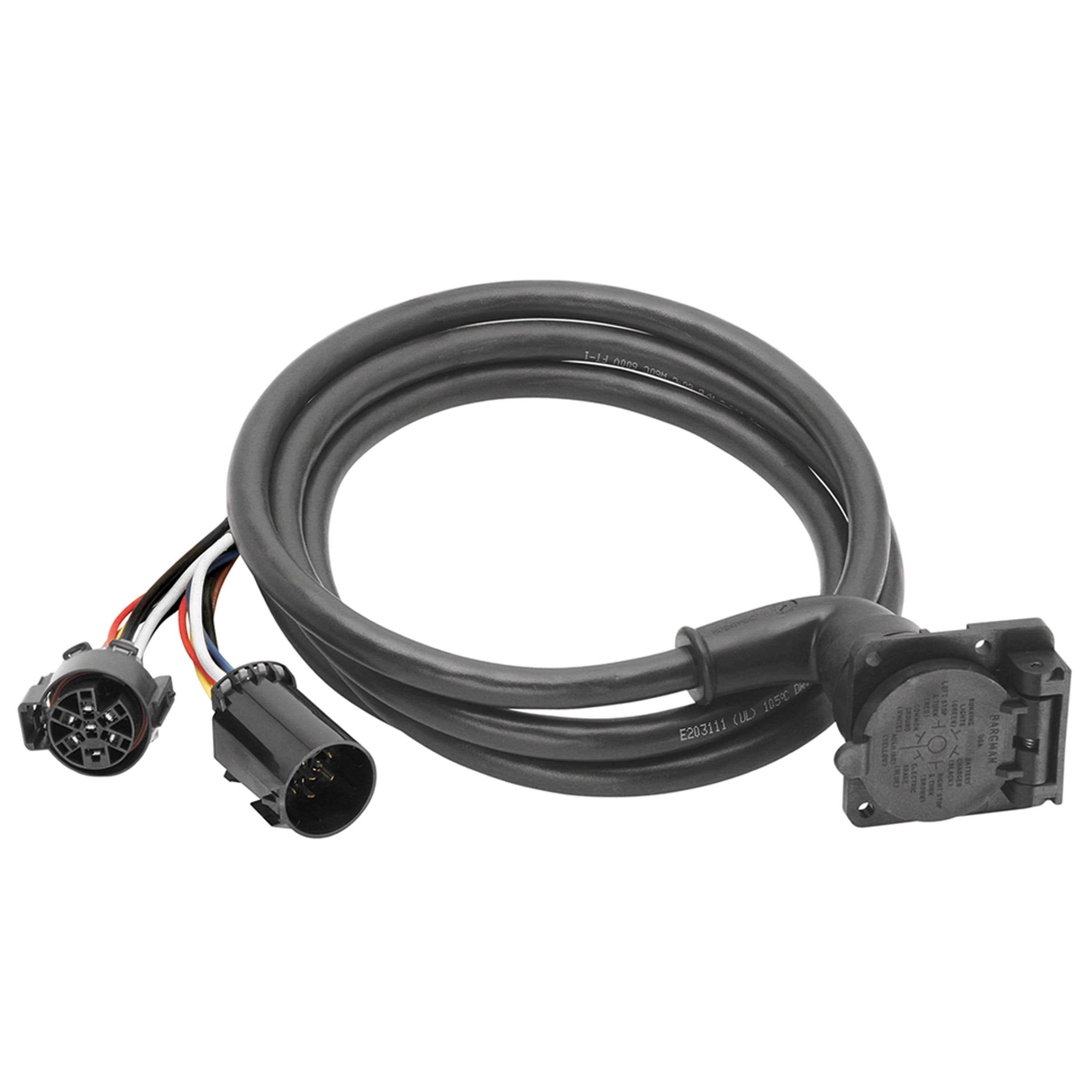 Bargman 51-97-410 7-Way 90Â° Fifth Wheel Adapter Harness w/ 9' Cable - Dodge, Ford, GM, Toyota