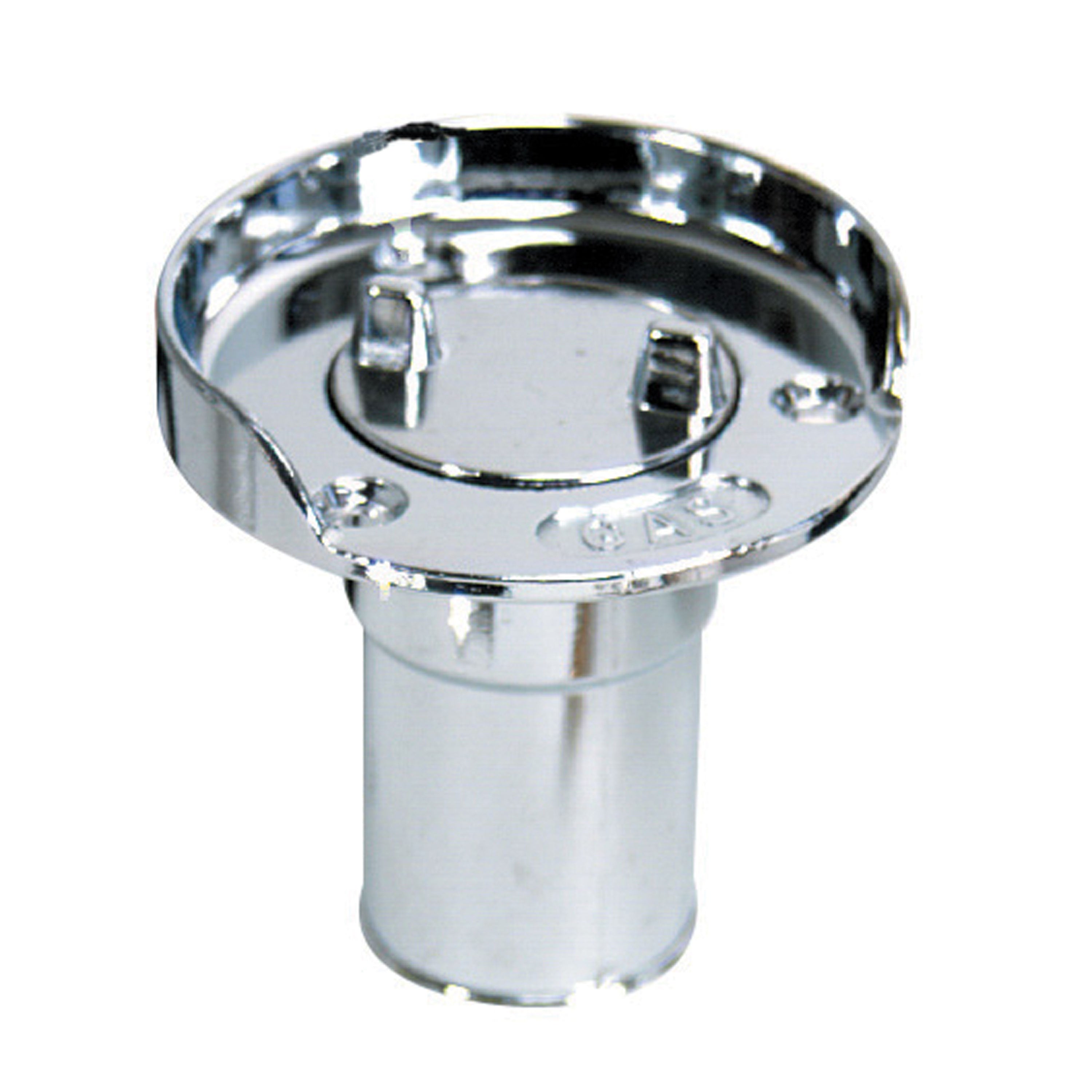 Whitecap S-7021P CP Zamac Gas Hose Deck Fill with Splash Guard - 1-1/2" Flange x 3-1/8" Hose