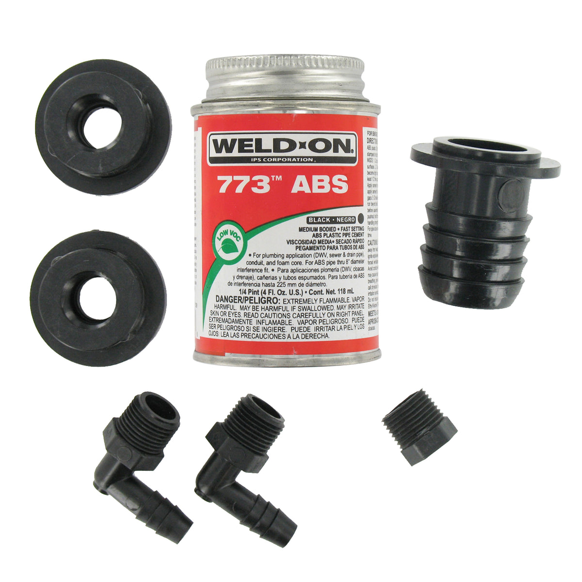 Valterra RK908 ABS Tank Fill Kit - Straight Barbed Fill with Cement