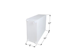 Icon 12738 Fresh Water Tank with 1/2" FTP and 1-1/4" Filler WT2474 - 16" x 12" x 8", 6 Gallon