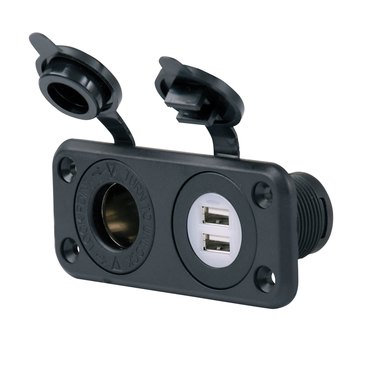 Marinco 12VCOMBO Sealink Deluxe Dual USB Charger and 12V Receptacle