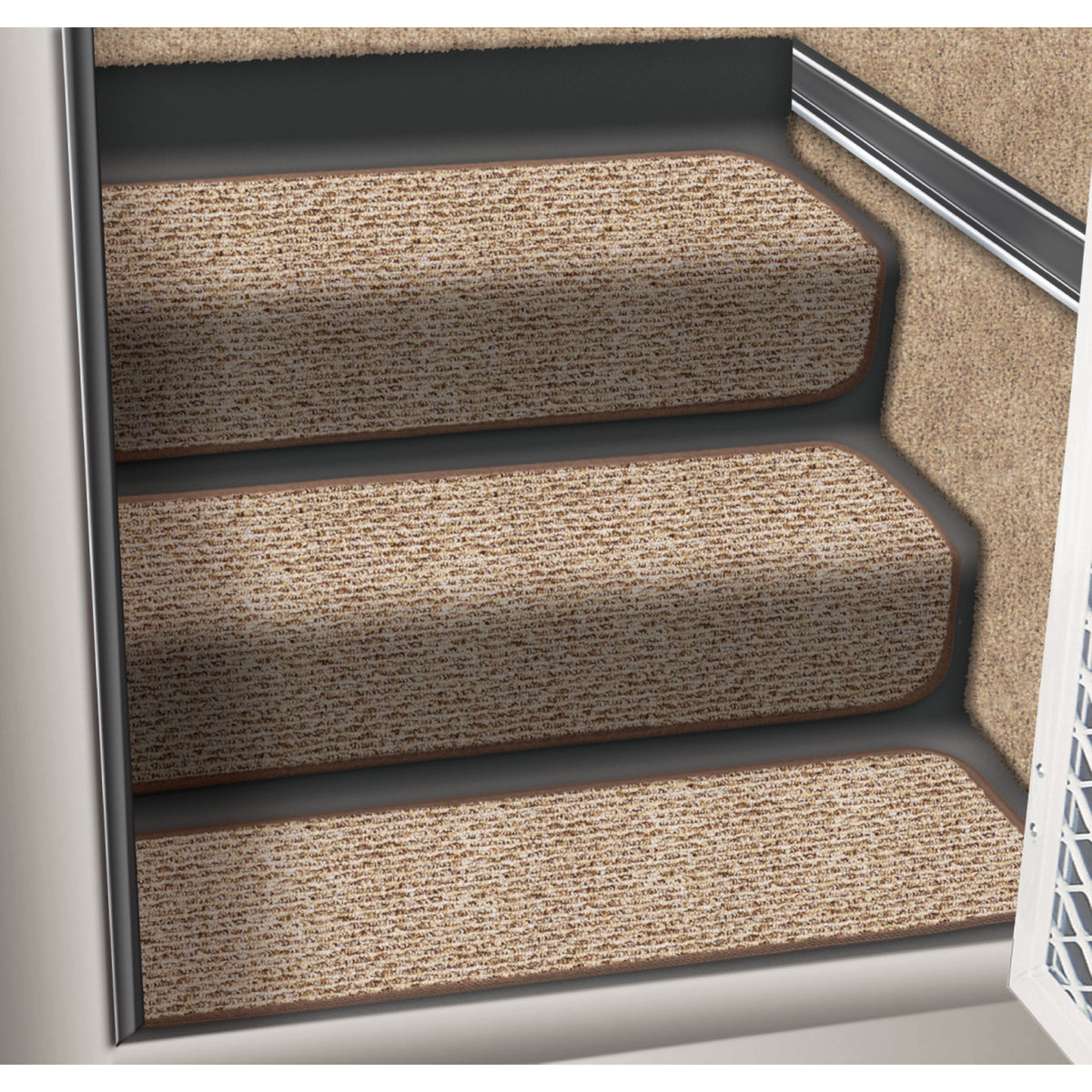 Prest-O-Fit 5-3088 Decorian Step Huggers RV Landing Step Rug - 10" x 23.5", Sandstone