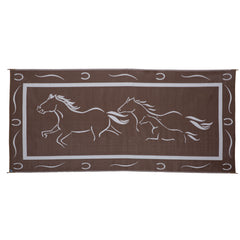 Ming's Mark GH8187 Stylish Camping Reversible Galloping Horses Patio Mat - 8' x 18', Brown/White