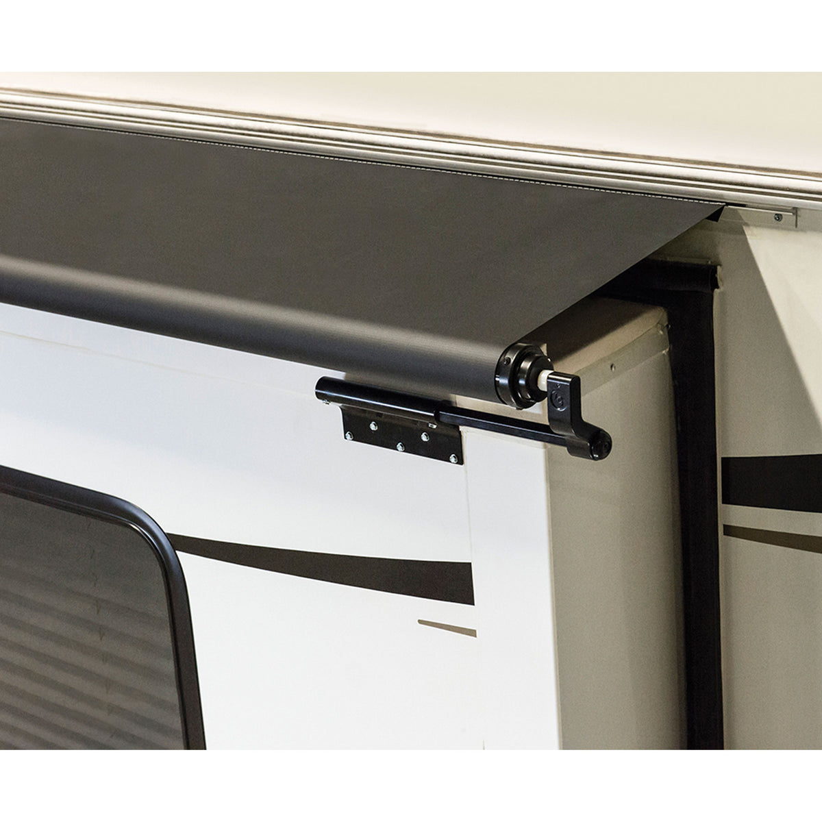 Lippert V000168106 Solera Black Awning Slider with Black Weatherguard - 96"