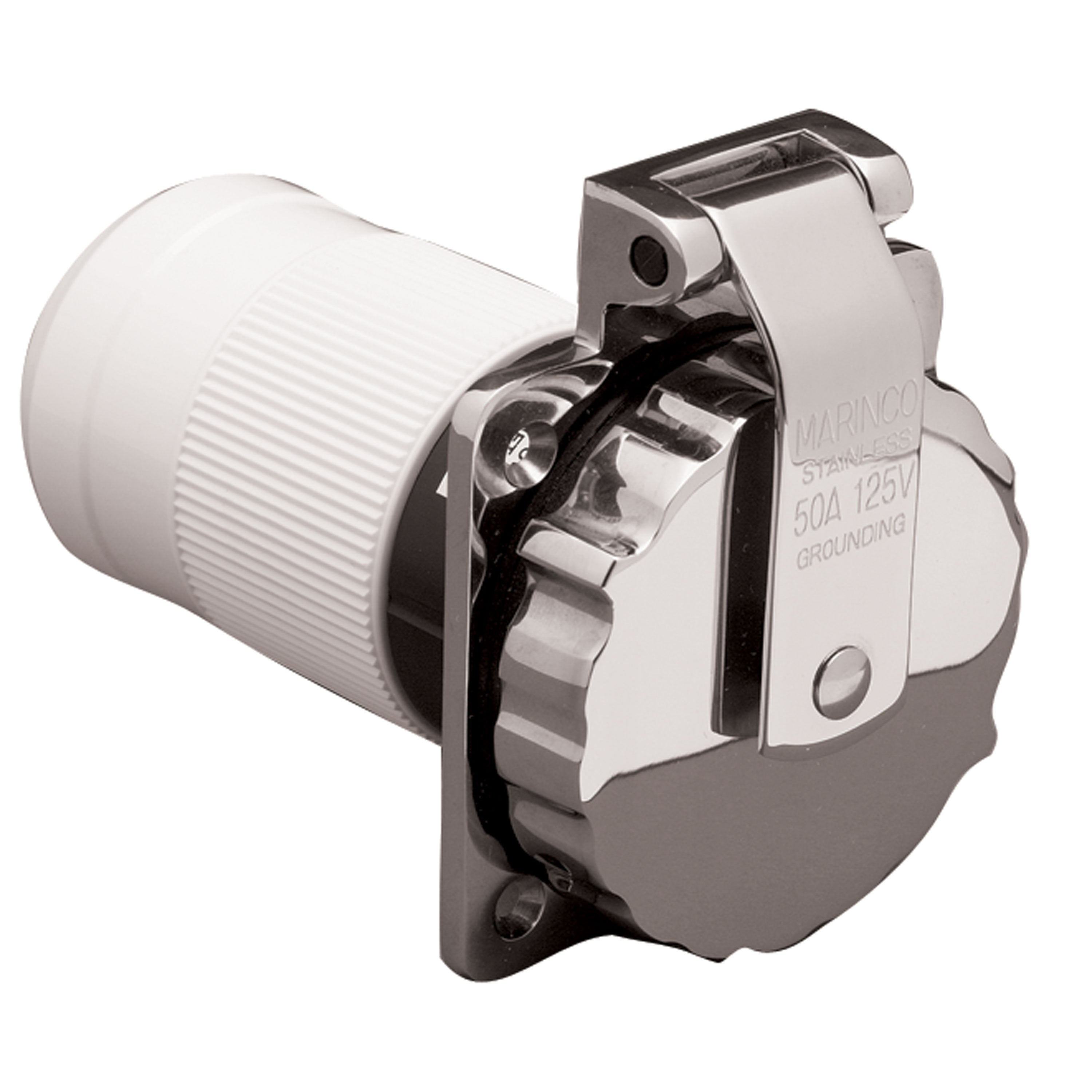 Square Power Inlet ParkPower 6373EL-BRV Stainless Steel Square Power Inlet - 50 Amp – RVe ...