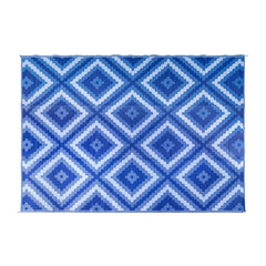 Camco 42866 Outdoor Mat - 9' x 12', Blue/White/Blue Zig-Zag Diamond
