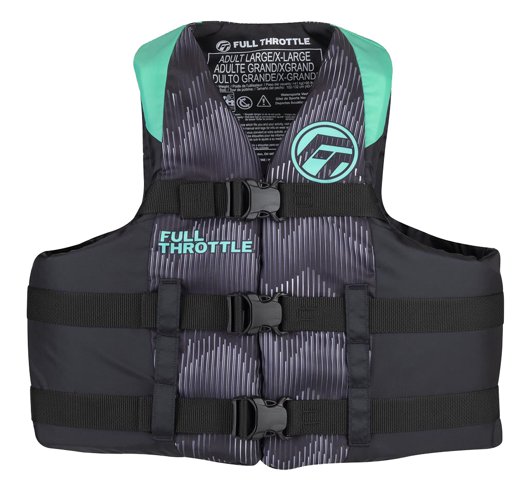 Full Throttle 112200-505-050-22 Adult Nylon Life Jacket - Large/X-Large, Aqua