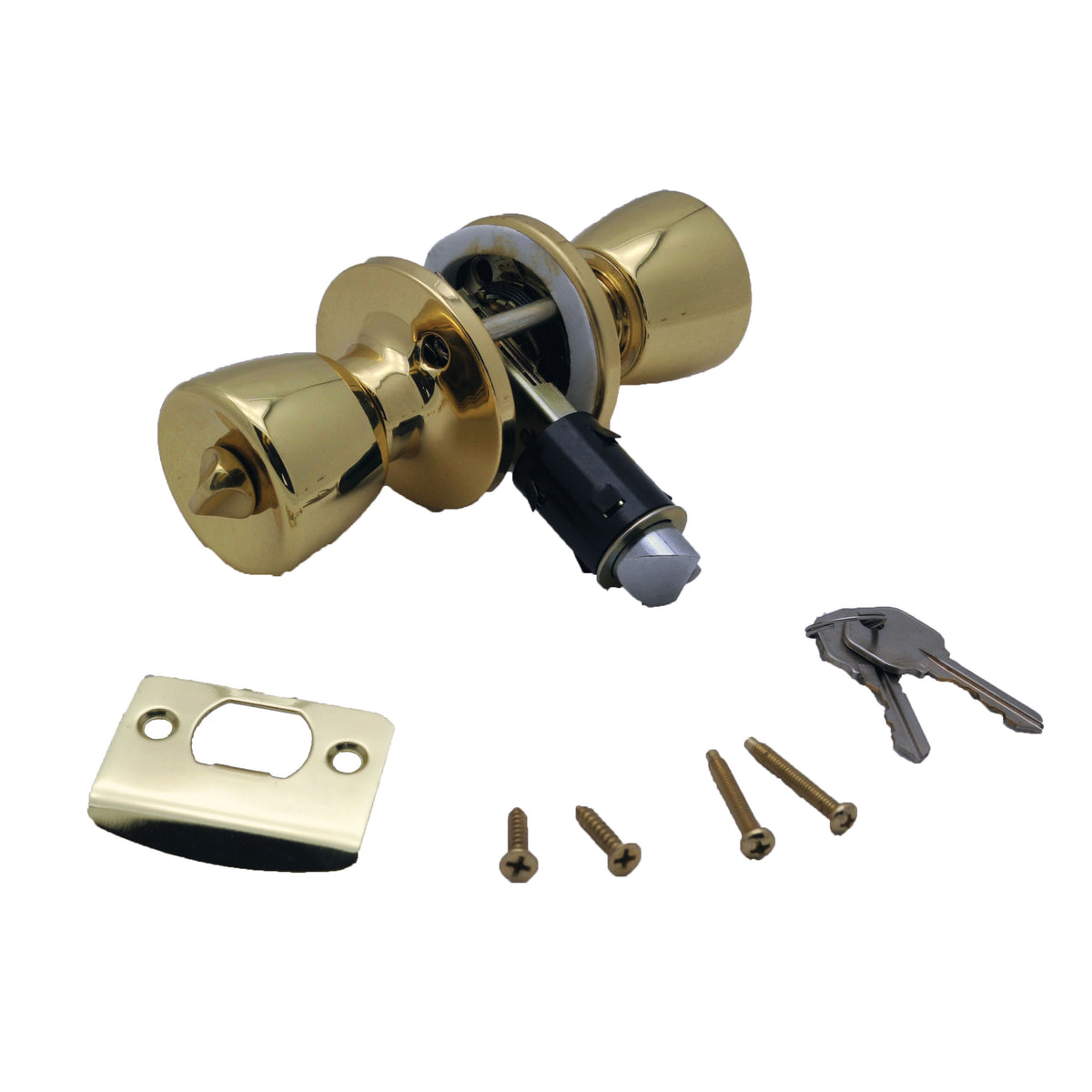AP Products 013-220 Entrance Door Knob-Knob Lock Set - Polished Brass