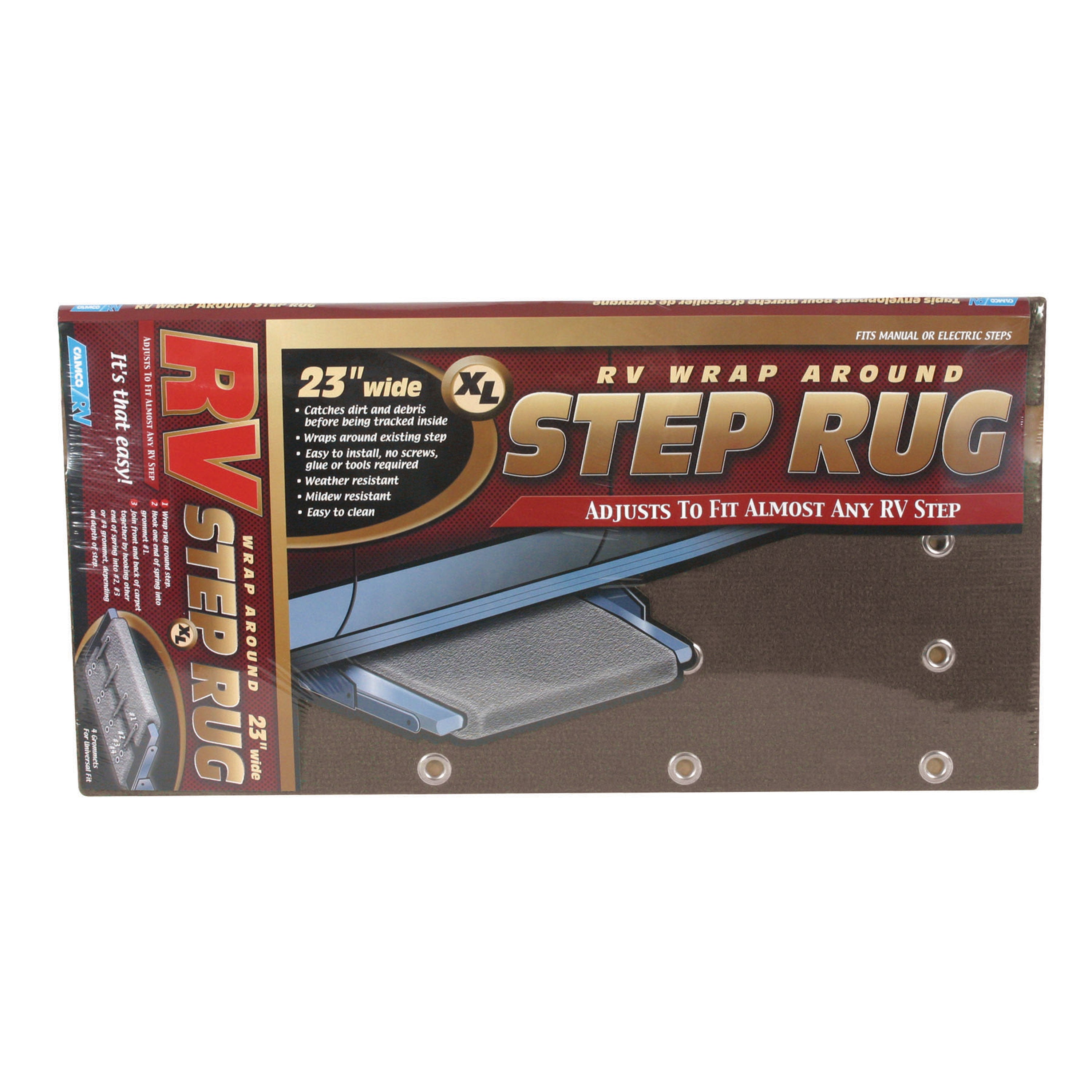 Camco 42931 23" RV Step Rug - Brown